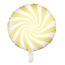Ballong Ø35 cm – vit ballong med gul virvel / swirl
