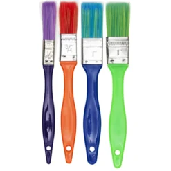 Barnpenslar 4-pack med färgglatt och brett syntetborst