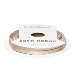 Beige satinband – 3 mm brett och 8 meter långt