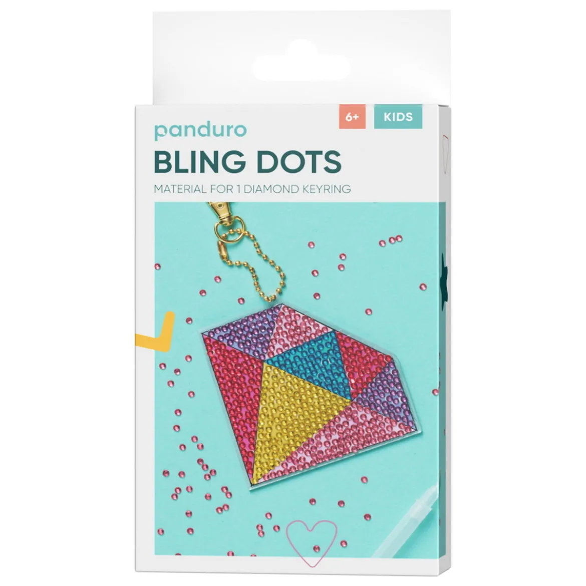 Bling Dots Diamant nyckelring kit – pärla en färgglad diamant, 10×8 cm