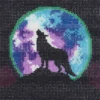 Bling Dots Glow In The Dark, diamond painting för barn 6+ år, självlysande varg 20×20 cm