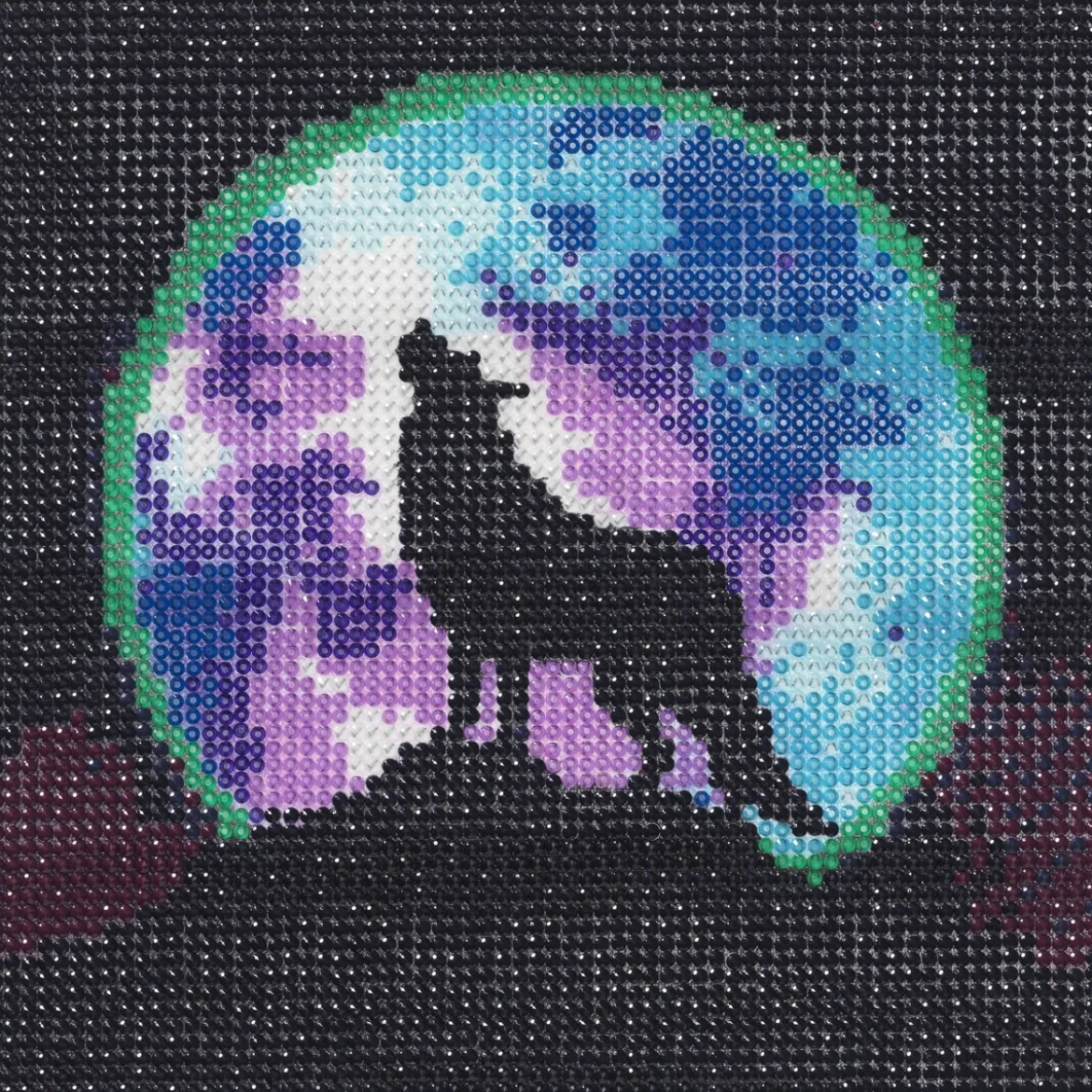 Bling Dots Glow In The Dark, diamond painting för barn 6+ år, självlysande varg 20×20 cm