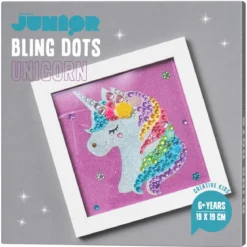 Bling Dots tavla unicorn, diamond painting för barn – bling dots, motiv & tavelram à 19×19 cm