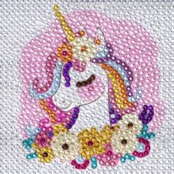 Bling Dots XL, diamond painting för barn 6+ år enhörning 20x20 cm