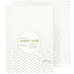 Block med designark A4, 12 transparenta ark med detaljer i guldmetallic, 113 g/m²