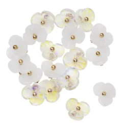 Blomformade knappar vita & transparent iriserande 18 st Ø11 mm