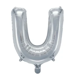 Bokstavsballong U silver 32 cm