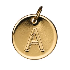 Bokstavshänge cirkel A – Ø12 mm, mässing pläterat med 9 karat guld