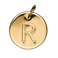 Bokstavshänge cirkel R – Ø12 mm, mässing pläterat med 9 karat guld