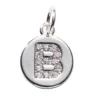 Bokstavshänge cirkel strass B – Ø12 mm, mässing pläterat med 925 sterling silver