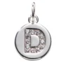 Bokstavshänge cirkel strass D – Ø12 mm, mässing pläterat med 925 sterling silver