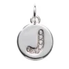 Bokstavshänge cirkel strass J – Ø12 mm, mässing pläterat med 925 sterling silver