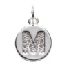 Bokstavshänge cirkel strass M – Ø12 mm, mässing pläterat med 925 sterling silver