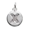 Bokstavshänge cirkel strass X – Ø12 mm, mässing pläterat med 925 sterling silver