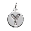 Bokstavshänge cirkel strass Y – Ø12 mm, mässing pläterat med 925 sterling silver