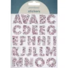 Bokstäver klistermärken A-Z glitter rosa – sammanlagt 50 alfabet stickers, 23 mm höga