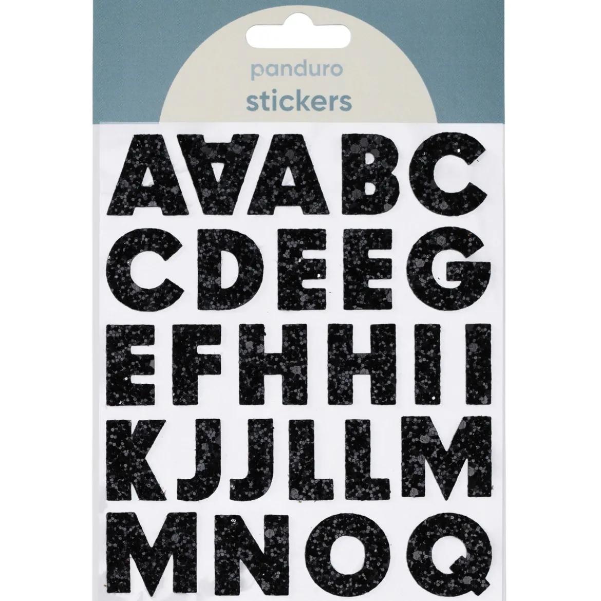 Bokstäver klistermärken A-Z glitter svart – sammanlagt 50 alfabet stickers, 23 mm höga
