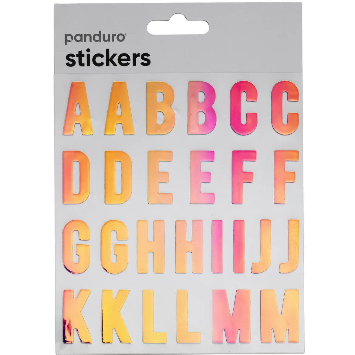 Bokstäver klistermärken A-Z iriserande silverglitter, 52 alfabet-stickers, 25 mm längd