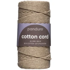 Bomullssnöre 2mm / 100m beige