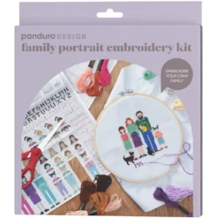 Brodera ett familjeporträtt – kit med broderiring, broderitråd & mönster