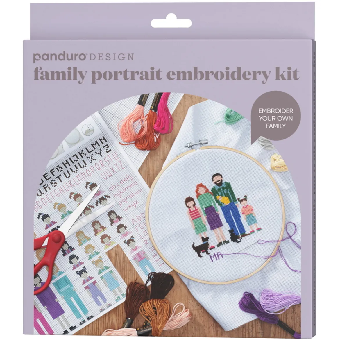 Brodera ett familjeporträtt – kit med broderiring, broderitråd & mönster