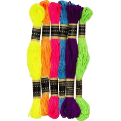 Broderigarn neonfärger 6 st/8 m