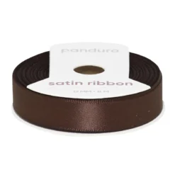Brunt satinband – 12 mm brett och 8 meter långt