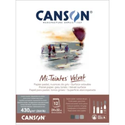 Canson Mi-Teintes Velvet pastellblock Grey Tones, 24×32 cm, 12 ark, 430 g/m²