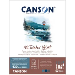 Canson Mi-Teintes Velvet pastellblock Cool Tones, 24×32 cm, 12 ark, 430 g/m²