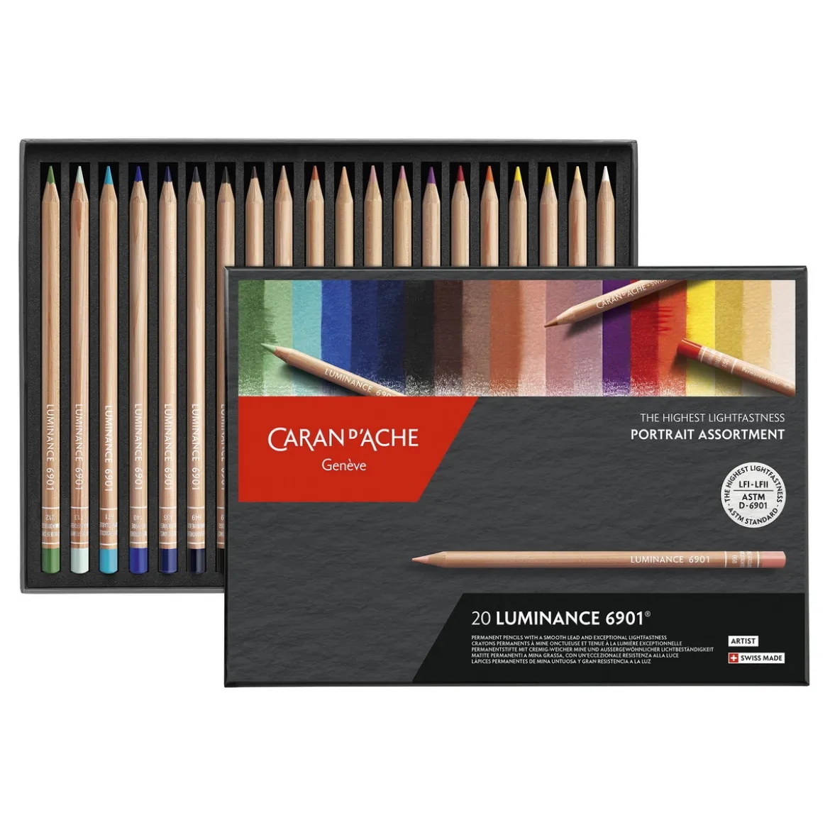 Caran d'Ache Luminance 6901 portrait, set med 20 färgpennor för porträtt