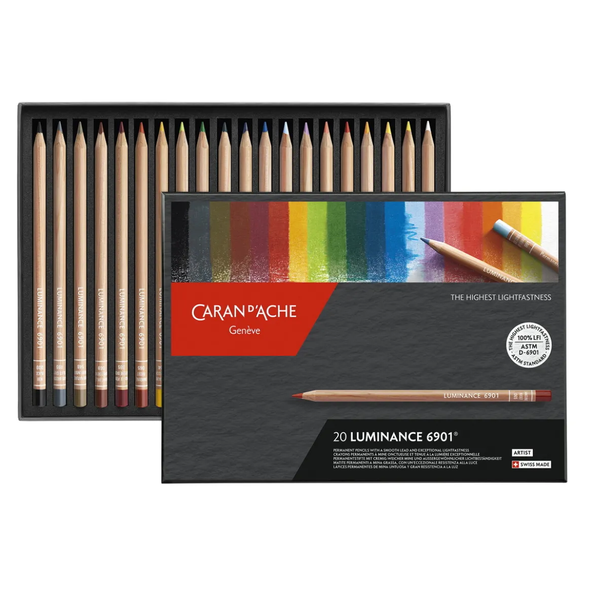 Caran d'Ache Luminance 6901, set med 20 färgpennor