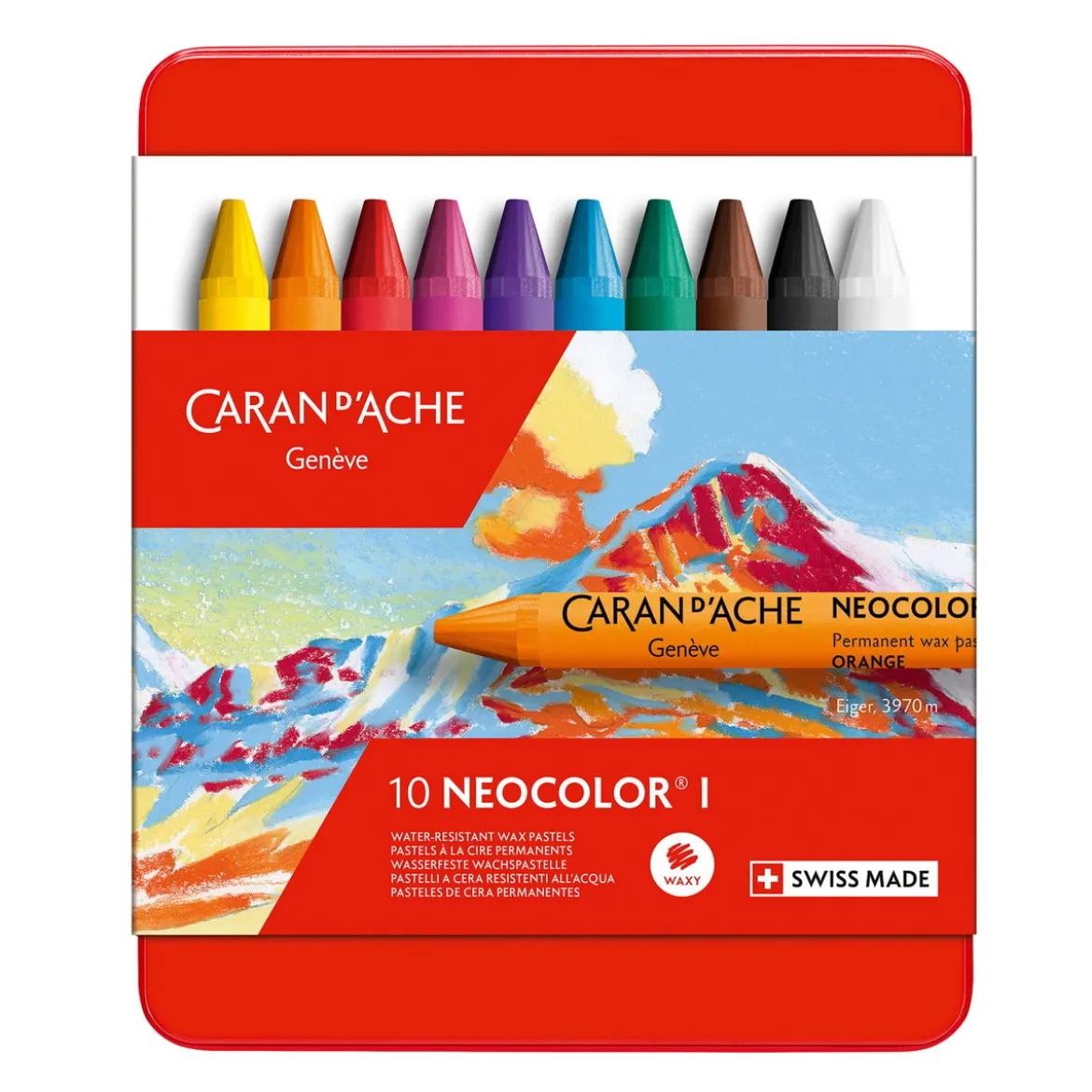 Caran d'Ache Neocolor I – 10 vaxbaserade färgkritor av högsta kvalitet
