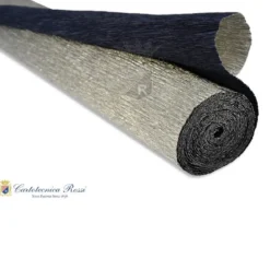 Cartotecnica Rossi kräppapper 802/7 – blå & silver metallic (blå på en sida, silvrig på den andra), 180 g rulle (144 g/m²) à 50×250 cm