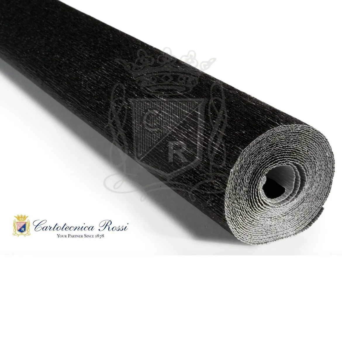 Cartotecnica Rossi kräppapper 919 – svart metallic, 140 g rulle (112 g/m²) à 50×250 cm