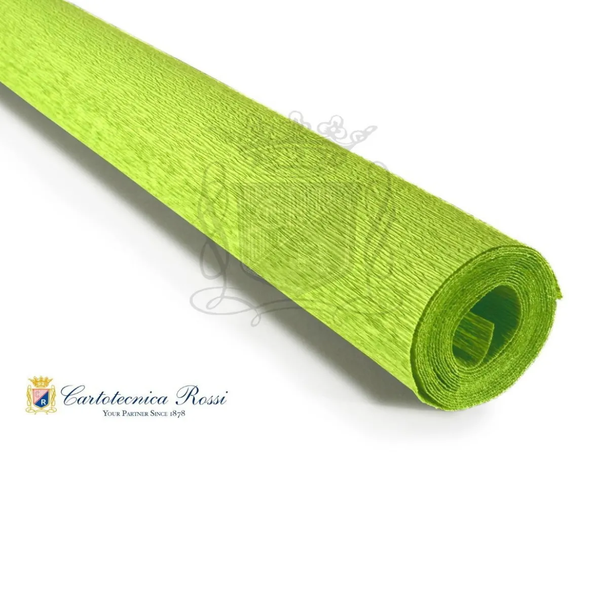 Cartotecnica Rossi kräppapper 353 – lindblomsgrön, 90 g rulle (120 g/m²) à 50×150 cm