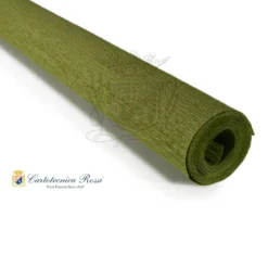 Cartotecnica Rossi kräppapper 366 – olivgrön, 90 g rulle (120 g/m²) à 50×150 cm