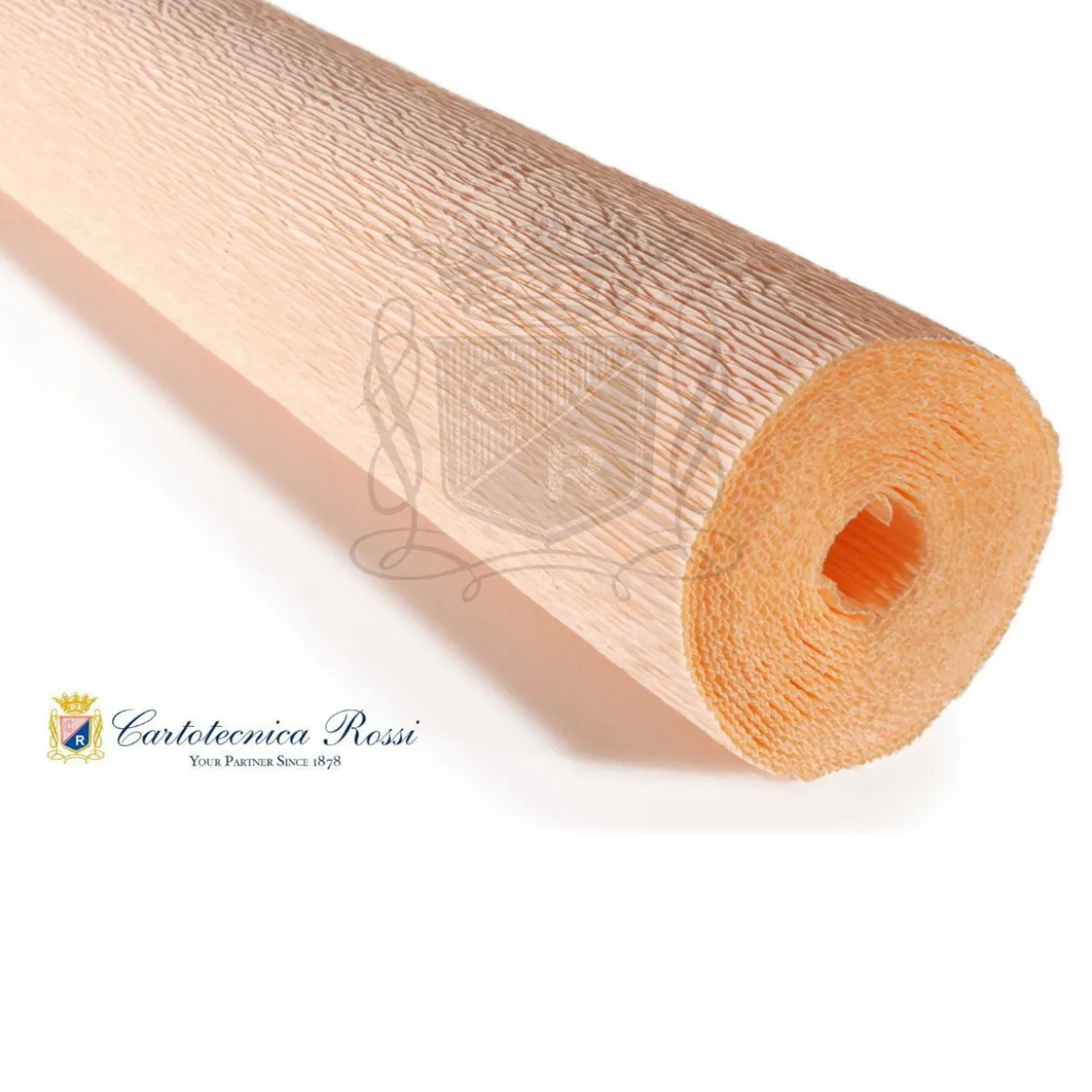 Cartotecnica Rossi kräppapper 17A5 – laxrosa, 180 g rulle (144 g/m²) à 50×250 cm