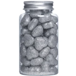 Ca 60 st. silvriga gnistrande glitterhjärtan – 2×1 cm