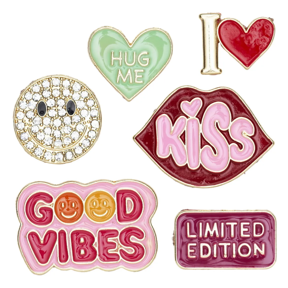 Charm Stickers Good Vibes, 6 st. klistermärken med motiv av metall
