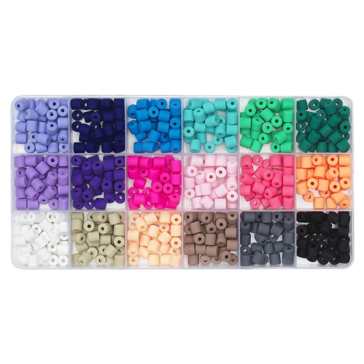 Chunky clay bead mix, ca 540 extra breda heishipärlor i 18 olika färger