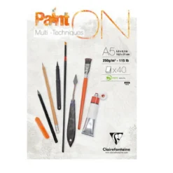 Clairefontaine Paint ON Multi Techniques block A5 (148×210 mm), 30 vita ark, 250 g/m²