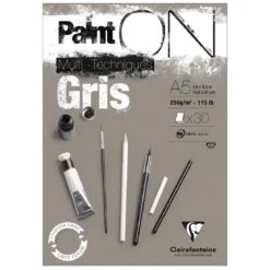 Clairefontaine Paint ON Multi Techniques block A5 (148×210 mm), 30 gråa ark, 250 g/m²
