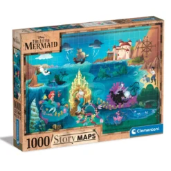 Clementoni pussel – Disney story map The little mermaid. 1000 bitar, 69×50 cm
