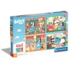 Clementoni pussel 4-in-1 – Bluey, 12 / 16 / 20 / 24 bitar, 4 pussel som blir 19×14 cm vardera