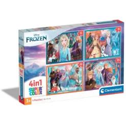 Clementoni pussel 4-in-1 – Frozen, 12 / 16 / 20 / 24 bitar, 4 pussel som blir 19×14 cm vardera
