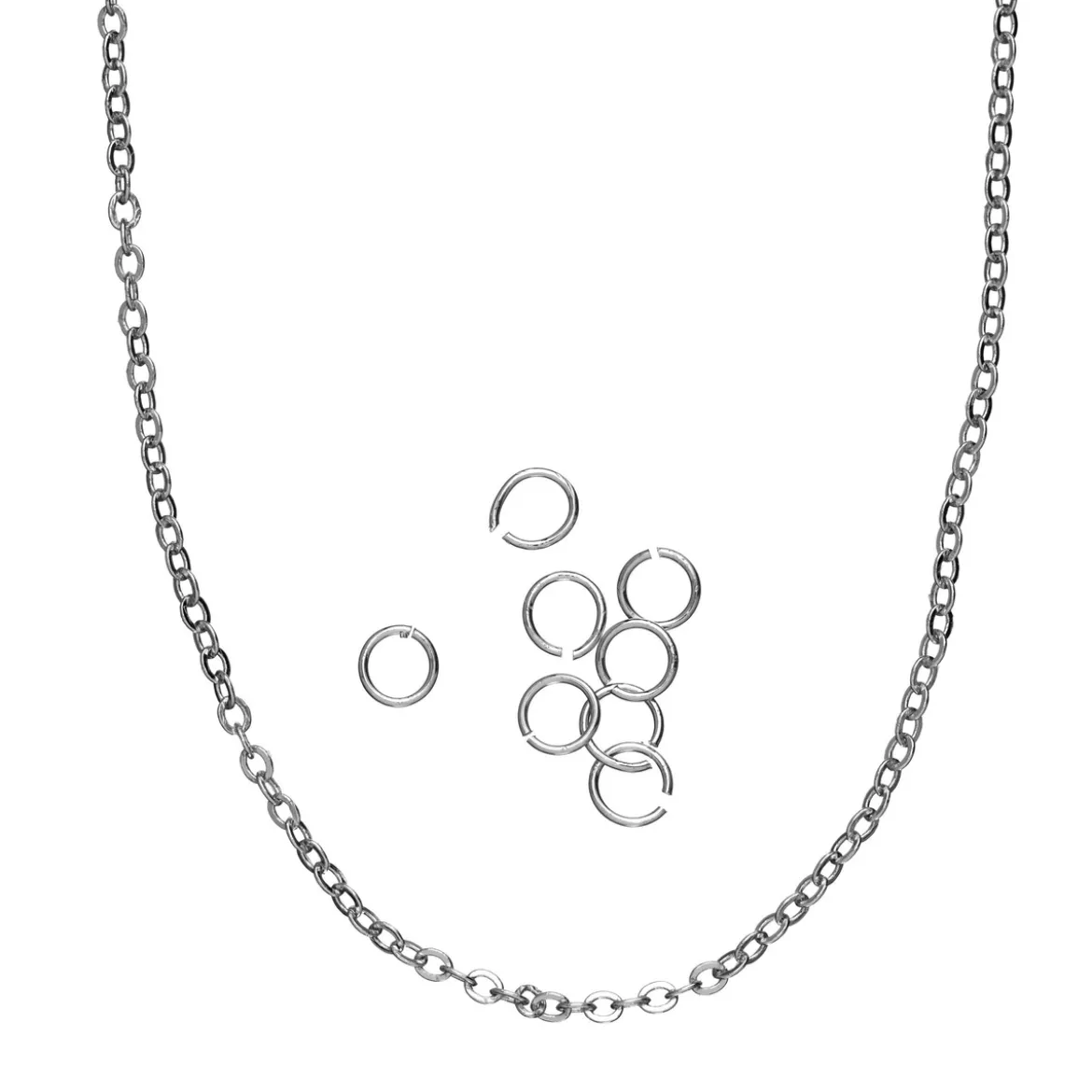 80 cm lång kedja / smyckeskedja – mässing pläterad med 925 sterling silver