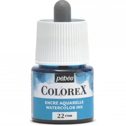 Colorex Watercolor Ink 45 ml Cyan – burk med akvarellbläck och pipett