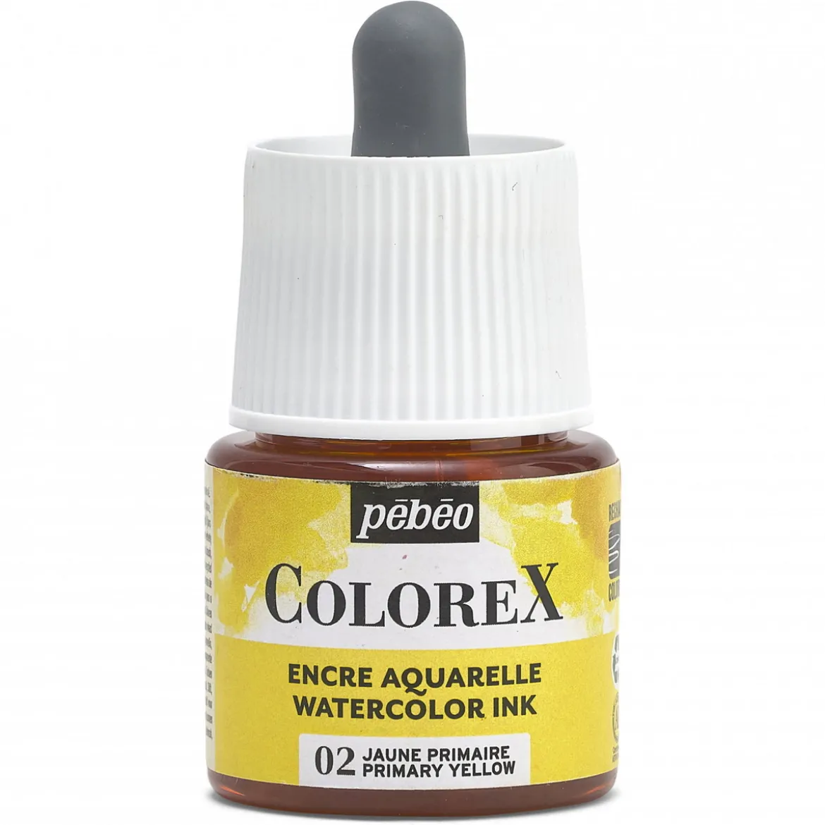 Colorex Watercolor Ink 45 ml Primary Yellow – burk med akvarellbläck och pipett