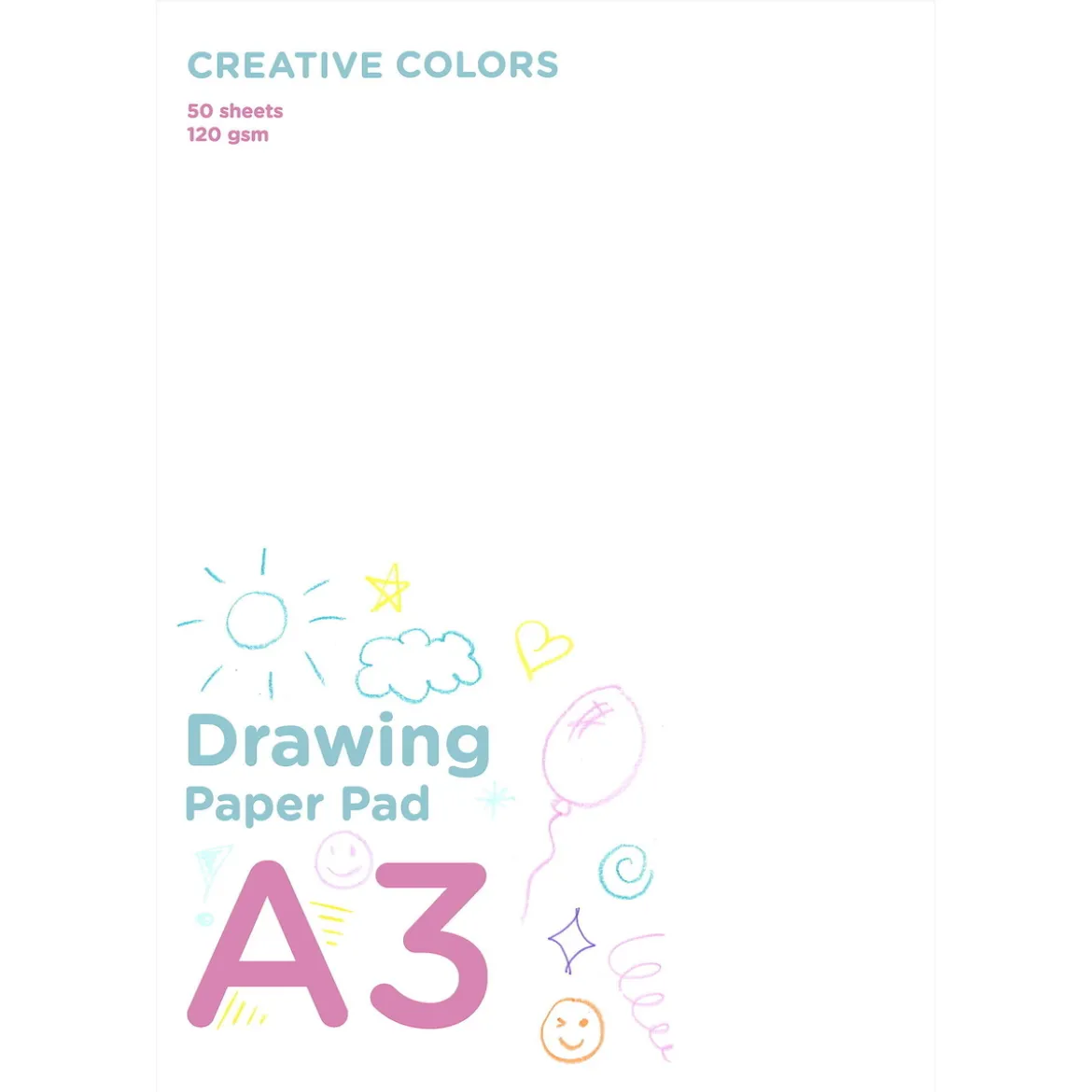 Creative Colors ritblock för barn A3 (297×420 mm) med 50 ark, 120 g/m²