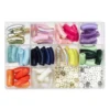 Curved bamboo beads colourful 60 tubpärlor 35x10 mm och 100 spacers Ø:10mm